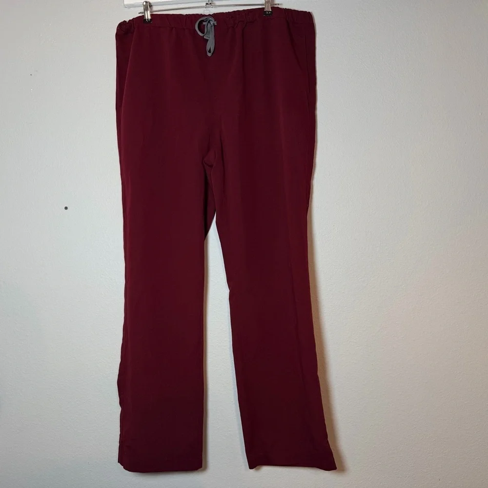 Figs Mens Pisco Basic Scrub Pants Size XL Burgundy Red Straight Leg